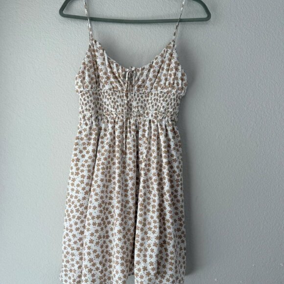 Love Tree brown and cream flowers minidress - Picture 1 of 3